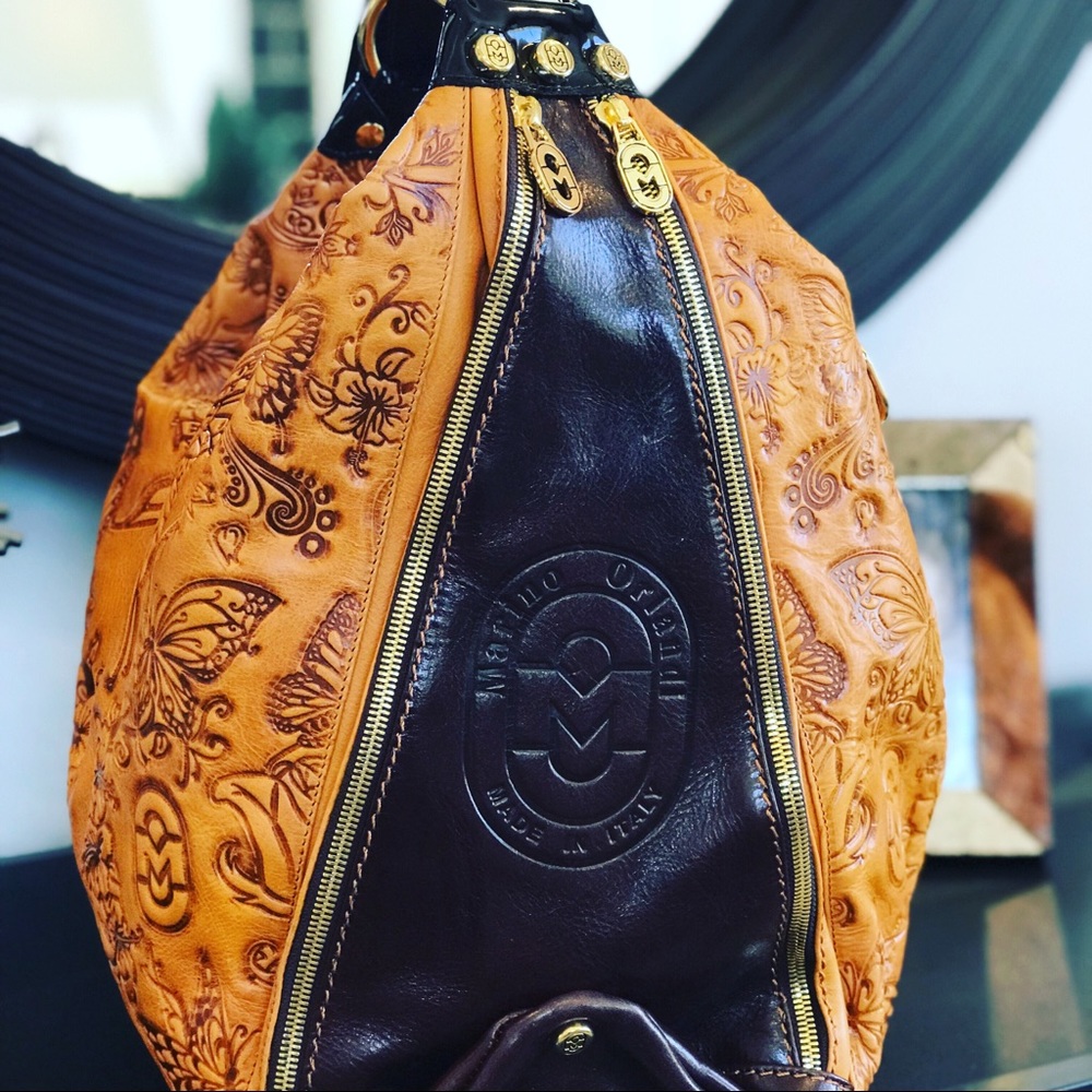 Marino Orlandi Embossed Convertible Hobo/Backpack